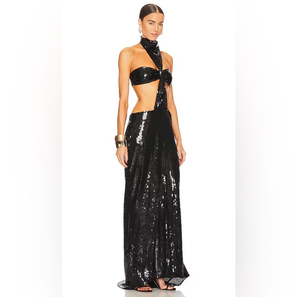 $1400 NWT Bronx and Banco Cross Noir Gown in Black - Picture 5 of 6